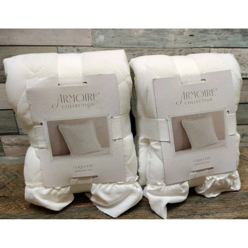 Lot of 2~Armoire Collection Coquette Quilted Euro Ruffle Pillow Sham 26"X26" New
